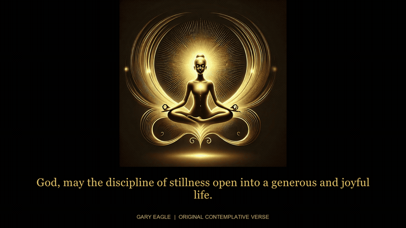autobiography-yogi — gold-toned contemplative artwork with a gentle six-second light cycle