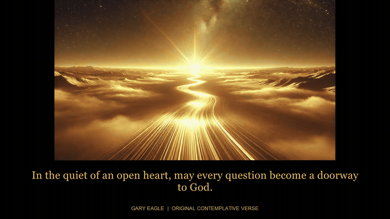 Contemplations — gold-toned contemplative artwork with a gentle six-second light cycle