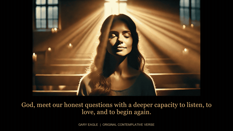 conversations-with-god — gold-toned contemplative artwork with a gentle six-second light cycle