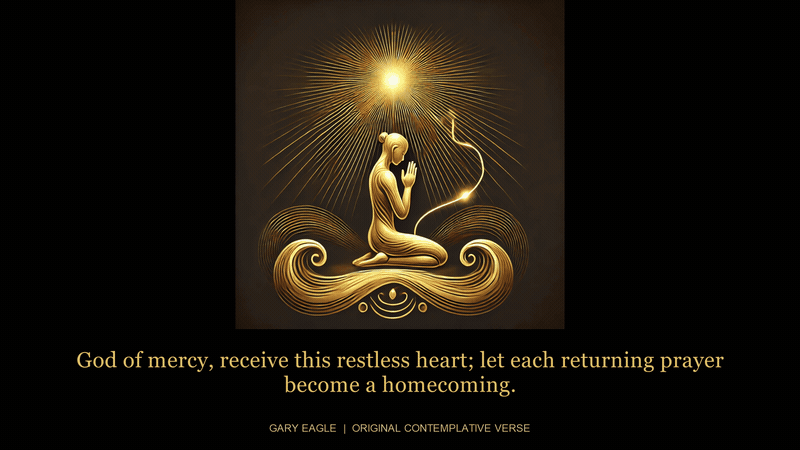Golden contemplative artwork with a gentle six-second light cycle