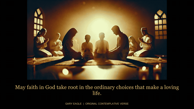 Mere Christianity — gold-toned contemplative artwork with a gentle six-second light cycle