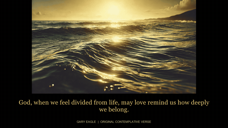 nonduality — gold-toned contemplative artwork with a gentle six-second light cycle